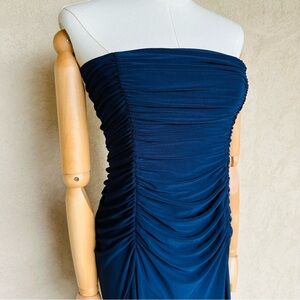 Susana Monaco Navy Strapless Ruched Front Dress Sz S NWT